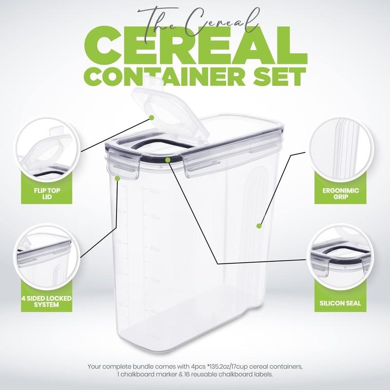 Utopia Kitchen Cereal Containers Storage Set – 3 Pack 4L(135.2