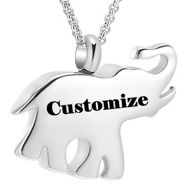 Cremation Jewelry for Ashes Elephant Shape Stainless Steel Keepsake Memorial Pendant Locket Urn Necklace for Pet/Human