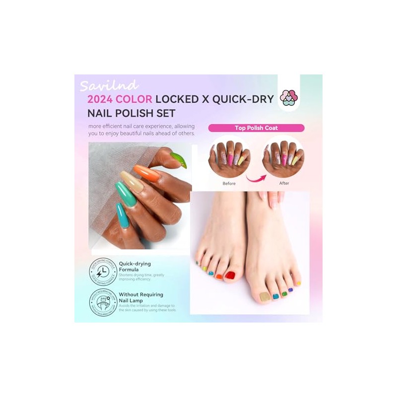 SAVILAND Juego de Esmalte de Uñas Secado Al Aire 36Pcs