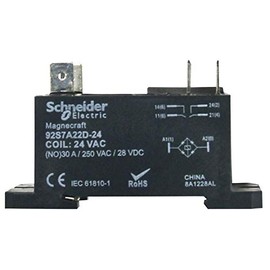 92S7D22D-12 - Power Relay, DPST-NO, 12 VDC, 30 A, W92 Series, DIN Rail, Panel (Pack of 2) (92S7D22D-12)