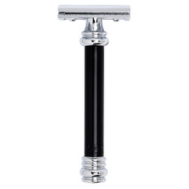 Merkur 2-Piece Double Edge Safety Razor, Closed Comb, Extra Long Handle, Black (38011)