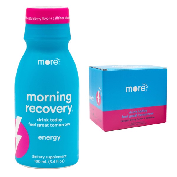 Morning Recovery, Electrolyte with Energy, Milk Thistle Drink Proprietary Formulation to Hydrate While Drinking for Morning Recovery, Highly Soluble Liquid DHM, Berry, Pack of 6