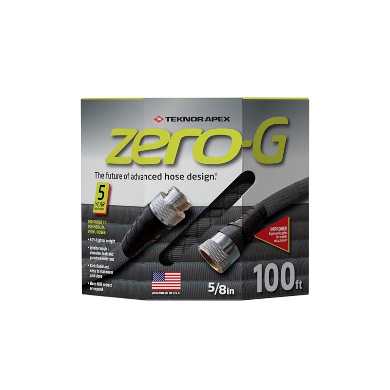 zero-G 4001-100 Garden Hose, 5/8" x 100', Gray