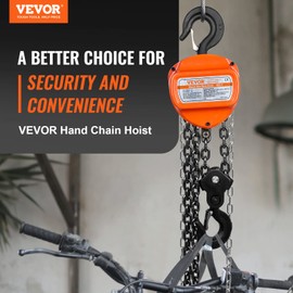 VEVOR Hand Chain Hoist, 3 Ton 6600 lbs Capacity 10 FT Come Along, G80 Galvanized Carbon Steel with Double-Pawl Brake, Auto Chain Leading & 360° Rotation Hook, for Garage Factory Dock