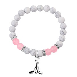 KUIYAI Hockey Girl Gift Ice Hockey Gift Hockey Charm Healing Gemstone Beaded Bracelet That’s What Hockey Girls Are Made Of (sugar hockey beadUK)