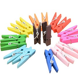Mini Clips, 1.4 inches (3.5 cm), Wooden Clips, Laundry Accessories, Pinch, Photo, Colorful Clip, Wedding, Photo Paper Pegs, For Displaying, Pinch Tin, Fixing, Durable, Multifunctional, Simulation Store, Set of 20, Set of 50 (Colorful-50 Pieces)