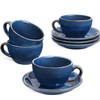 LE TAUCI 6 oz Cappuccino Cups with Saucers, Ceramic Coffee