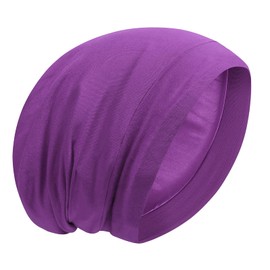 Gorro de satén con forro de seda para dormir, cubierta de pelo rizado y gorro ajustable para proteger el cabello, cuidado de los pacientes (morado)
