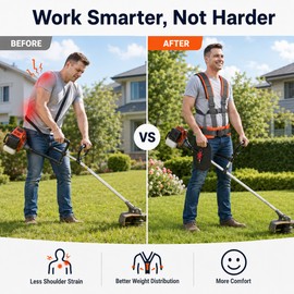 Adjustable Brush Cutter Harness for Yard Work – Padded Double Shoulder Support for Trimming and Mowing
