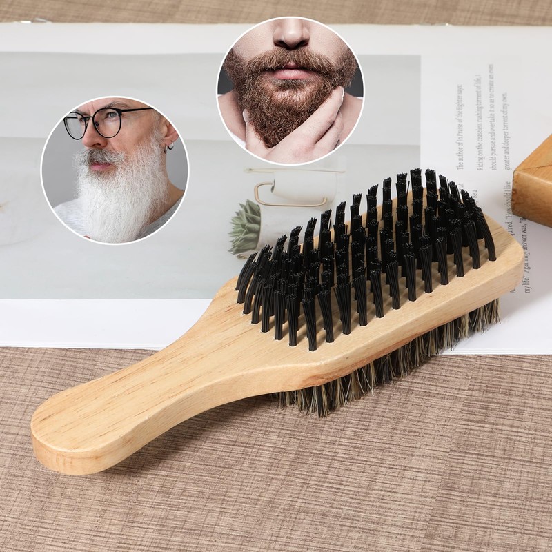 Double Sided Beard Brush, Lmitation Bristle Firm and Soft Sides