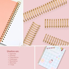 Coolprints Arillo Metalico Paso 2:1 Dorado 1 1/4" de Pulgada Encuadernacion Aro para Engargolar 10pz