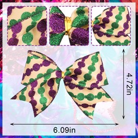 Habbiful 10 Pcs Mardi Gras Bow for Wreath, Mini Mardi Gras Wreath Bow New Orleans Bow for Gifts Wrapping Glitter Green Purple Small Bow for Mardi Gras Carnival Party Decoration