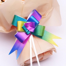 Anevous Pack of 100 Wedding Car Decoration Bow, Wedding Decorative Bows Gift Bow with Ribbons, Car Bows Decoration for Crafts, Wedding, Party, Birthday Decorating, Dark Rainbow L