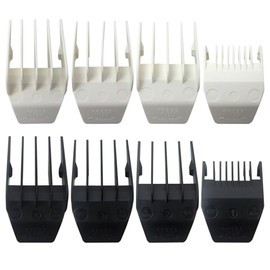 4x Black Clipper Guards + 4x White Clipper Guards, Set of 8 Trimmer Cutting Guide for Wahl Peanut Blade - by GRABOTE