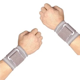 Solace Care Elastic Wrist Supports Compression with Adjustable Strap (Pair) - Support for Strains, Mild Sprains, Arthritis & Tendinitis - Reduce Swelling in Hands (Unisex) (Large, Grey)