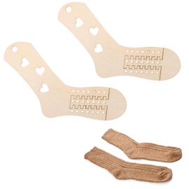 PAVIKE Knitting Socks Set of 2 Socks Knitting Machine Tools Knitting Socks Ruler Sock Blocker Wooden Sock Blocker Wooden Sock Holder Adjustable for Socks Handmade Knitting Lovers Beginners (Heart)