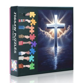 Cross Challenging 1000 Piece Jigsaw Puzzles for Adults - 27.5x19.7 Inch Difficult Puzzle Jesus Christian Art, Family Educational Games & Home Decor Gift (Religion Series)