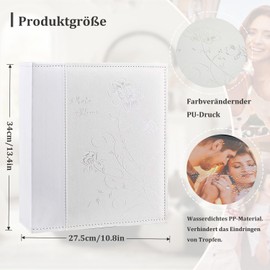Miaikoe Photo Album 10 x 15 300 Photos Slip In, Large Capacity Leather Cover Picture Albums Holds 300 Horizontal 10 x 15 cm Landscape Photos for Wedding Family (White)