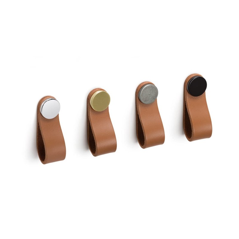 Gedotec Furniture knob made of solid metal and leather, 1