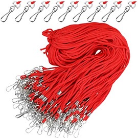 150 Pcs Lanyards for ID Badges Safety Badge Lanyard Thin Lanyards Neck Strap with Swivel Hook Student Business Card Lanyards (Red)