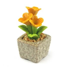 MyTinyWorld Miniature Handmade Dark Yellow Ceramic Flower (CFDY14)