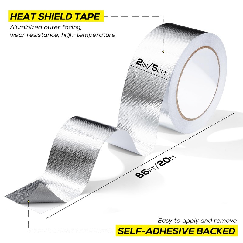 FIREWESS Aluminum Foil Heat Shield Tape 2inx66ft, Silver Heat ReflectiveTape,