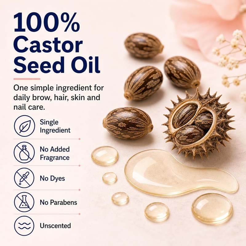 GETPUNA Pure Castor Oil Roll On with Rose Quartz Roller,