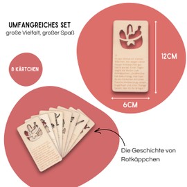 EV® Magic Flashcards - Wooden Stories to Light Through | Telling & Projecting Fairy Tales - Ideal as a Good Night Story | Creative Educational Game from 3 Years - Little Red Riding Hood