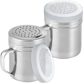 CUSINIUM CUSINIUM Metal Salt Pepper Dredge Shakers - With Handle - Seasonings Spice Shakers With Holes and Lids - 10 Ounce, 2pcs | Style: Medium