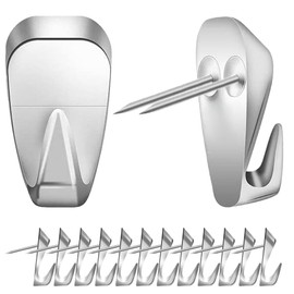 W Pin Strong Wall Hanging Hooks, 12 Pcs Metal Hooks, Won't Scratch Walls, For Rentals, Gypsum Board Iron Hooks, Thumb Tacks, Push Pins, Silver