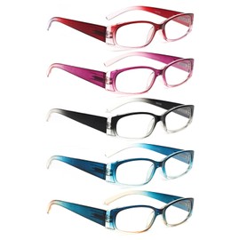 5 Pack Spring Hinge Reading Glasses Rectangular Fashion Quality Readers for Men and Women (color, 1.25, multiplier_x)