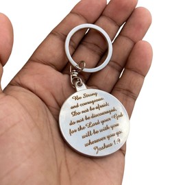 God's Way Inspirational 50 Years Calendar Keychain - Be Strong and Courageous Engraved Quote - Faithful Reminder on the Go