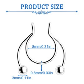 LuLiyLdJ 4 Pack Fake Pierced Nose Ring, Fake Septum Piercing, Non-Pierced Ears, Lip Piercing Ring, Non-Pierced Nose Clip Jewellery for Men and Women, Stainless Steel