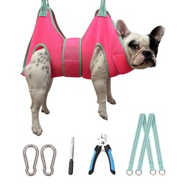 Kkiimatt Dog Grooming Hammock,2024 New Version Pink Medium Dog Hanging Harness Holder for Nail Clipping,Dog Nail Trimming Hammock,Dog Sling Restraint with Thick Fabric Neck Support Claw Care