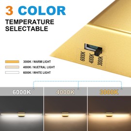 SineRise LED Modern Bathroom Vanity Light Fixtures (48-Inch, 3000K/4000K/6000K, Dimmable), Gold Modern Acrylic Bathroom Wall Lighting Fixtures Over Mirror