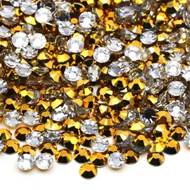 Flatback Rhinestones Round Gems for Nails Art and Crafts 1250Pcs SS20 5mm AB Crystals Glitter Stone DIY Bags Clothes Shoes (Gold AB)