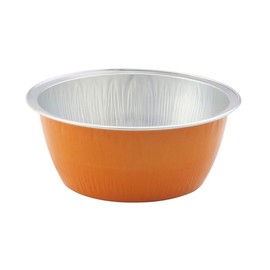 KitchenDance Disposable Aluminum Colored Baking Cups- Creme Brulee- Desserts- 4 oz. Size (Orange, 100)