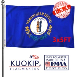 Double Sided Kentucky State Flag 3x5 Made in USA Outdoor Heavy Duty 3 Ply Polyester Kentucky Flags with White Starting Tape and 2 Brass Grommets
