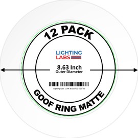 Lighting Labs 12 Pack Matte White Goof Trim Ring for 8" Inch Recessed Can Lighting Down Light, Outer Diameter 8.6 Inches, Inner Diameter 6.2 Inches