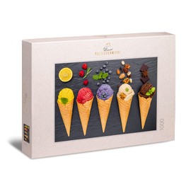 Ulmer Puzzleschmiede - Puzzle "Cold colors": 1000 pieces jigsaw puzzle - Colorful ice cream cone modern photography with great colors for a puzzle