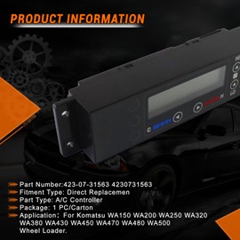 PumpShark Heater A/C Control Swith,423-07-31563 4230731563 Air Conditioning Climate Control Module Panel for Komatsu WA150 WA200 WA250 WA320 WA380 WA430 WA450 WA470 WA480 WA500 Wheel Loader