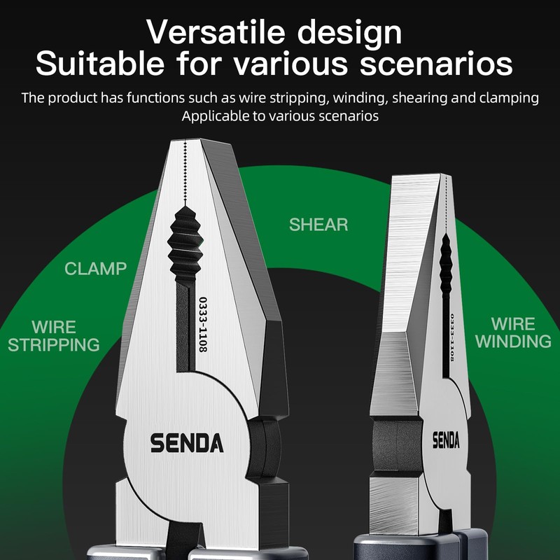SENDA TOOLS 8 inch Lineman's Pliers - Machined Extra Strength