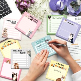 600Pcs Cat Sticky Notes, Funny Cat to Do List Notepad Cat Theme Self Stick Note Pads Cute Cat Memo Pads Kawaii Cartoon Animal Sticky Notes for for Cat Lover Office Home School Supplies
