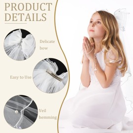 VULETO First Communion Veil Gifts for Girls Daughter Catholic White Bow Veil 1st Communion Easter Dress Up Kids Granddaughter Sister Niece Teen Teenage Wedding
