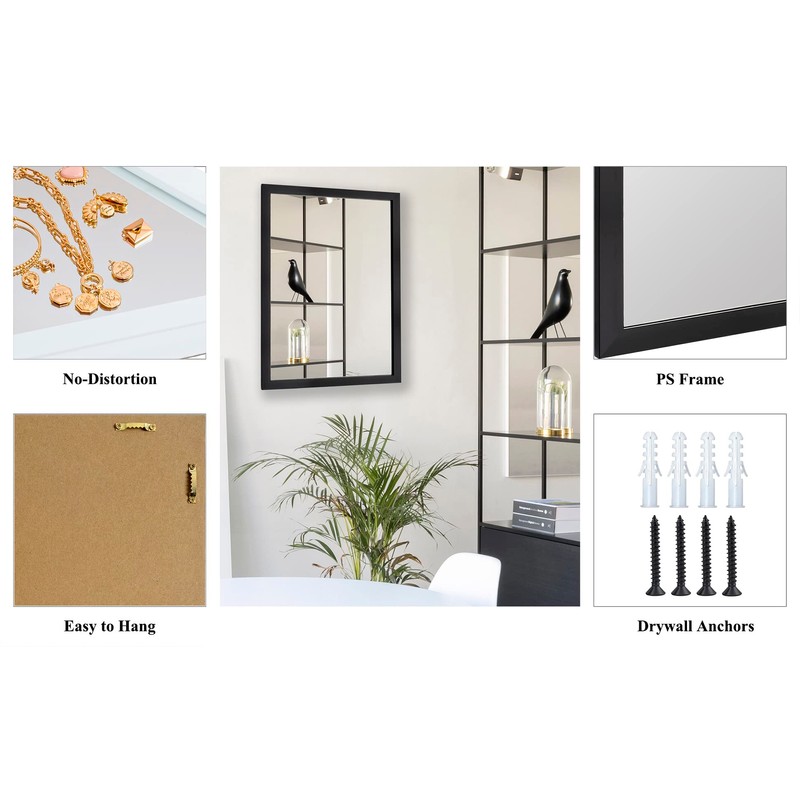 Phore Rectangular Wall Mirror White Bathroom Mirror 16" x 20"