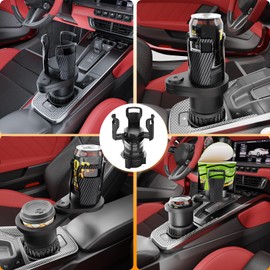 D-Lumina Car Cup Holder Expander, Multifunctional 2 in 1 Car Cup Holder Extender Adapter with Adjustable Base, Compatible with All Types of Water Bottles and Drinks Cups.