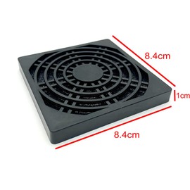 JZK 2x Plastic PC fan grilles with foam sheet inside for 80x80mm fan, 8cm case fan dust filter, 80mm cooling fan filter grill cover, black square ventilator grill protector guard