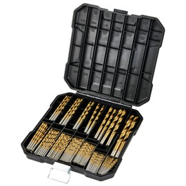 Set of 99 Metal Drill Bits Size Range 1.5-10mm Titanium Coated Metric 135° Steel Drill Bits for Steel, Aluminum, Copper, Soft Steel Alloys, Wood, Plastics, Metalworking