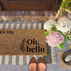 Barnyard Designs ‘Oh Hello, See Ya’ Doormat, Indoor/Outdoor Non-Slip Rug, Front Door Welcome Mat for Outside Porch Entrance, Home Entryway Farmhouse Decor, 30" x 17”