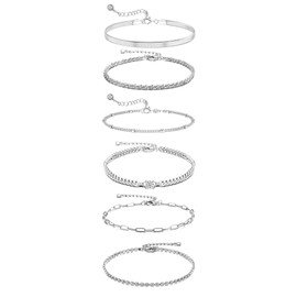 Joykee Bracelets for Women Trendy,14K Real Gold Plated Dainty Stackable Paperclip Cuban Link Chain,Cuff Jewelry Set Adjustable 2